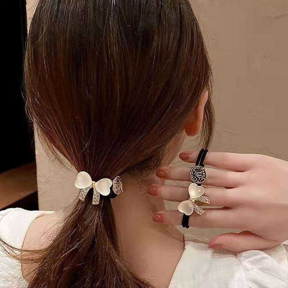 Dây Cột Tóc Đuôi Ngựa Bằng Hợp Kim Màu Ngà Phong Cách Hàn Quốc Ngọt Ngào