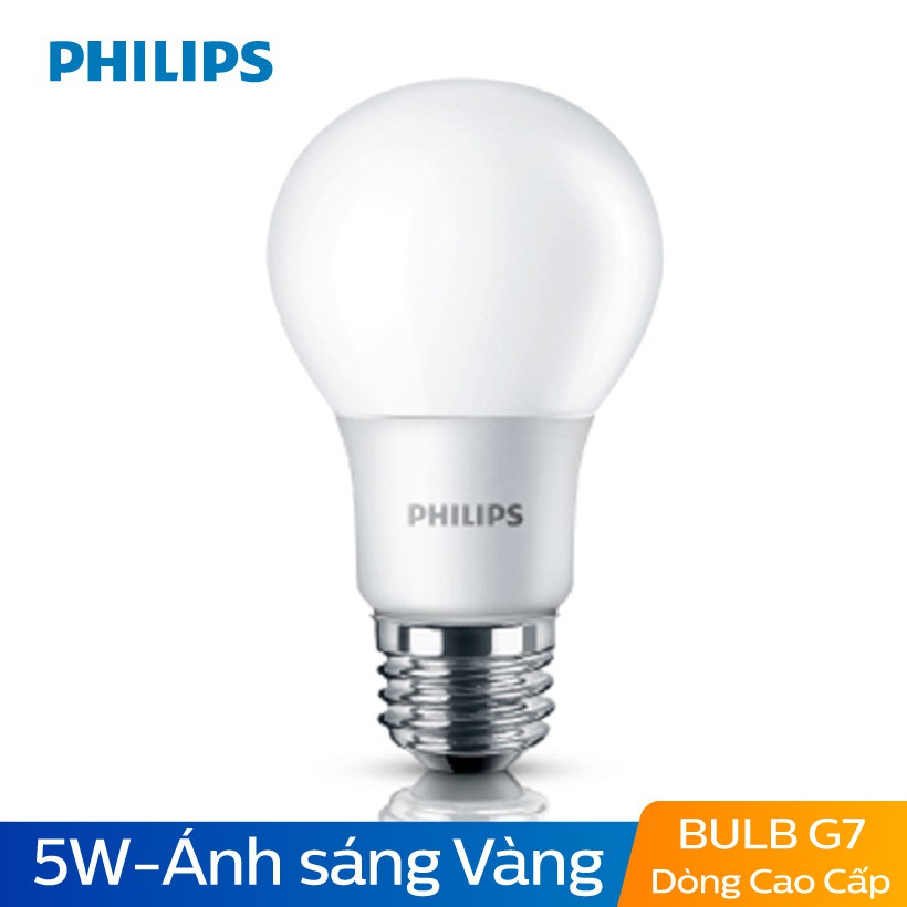 Bóng đèn Philips LED cao cấp siêu sáng tiết kiệm điện Gen7 5W 3000K E27 230V A60 - Ánh sáng vàng