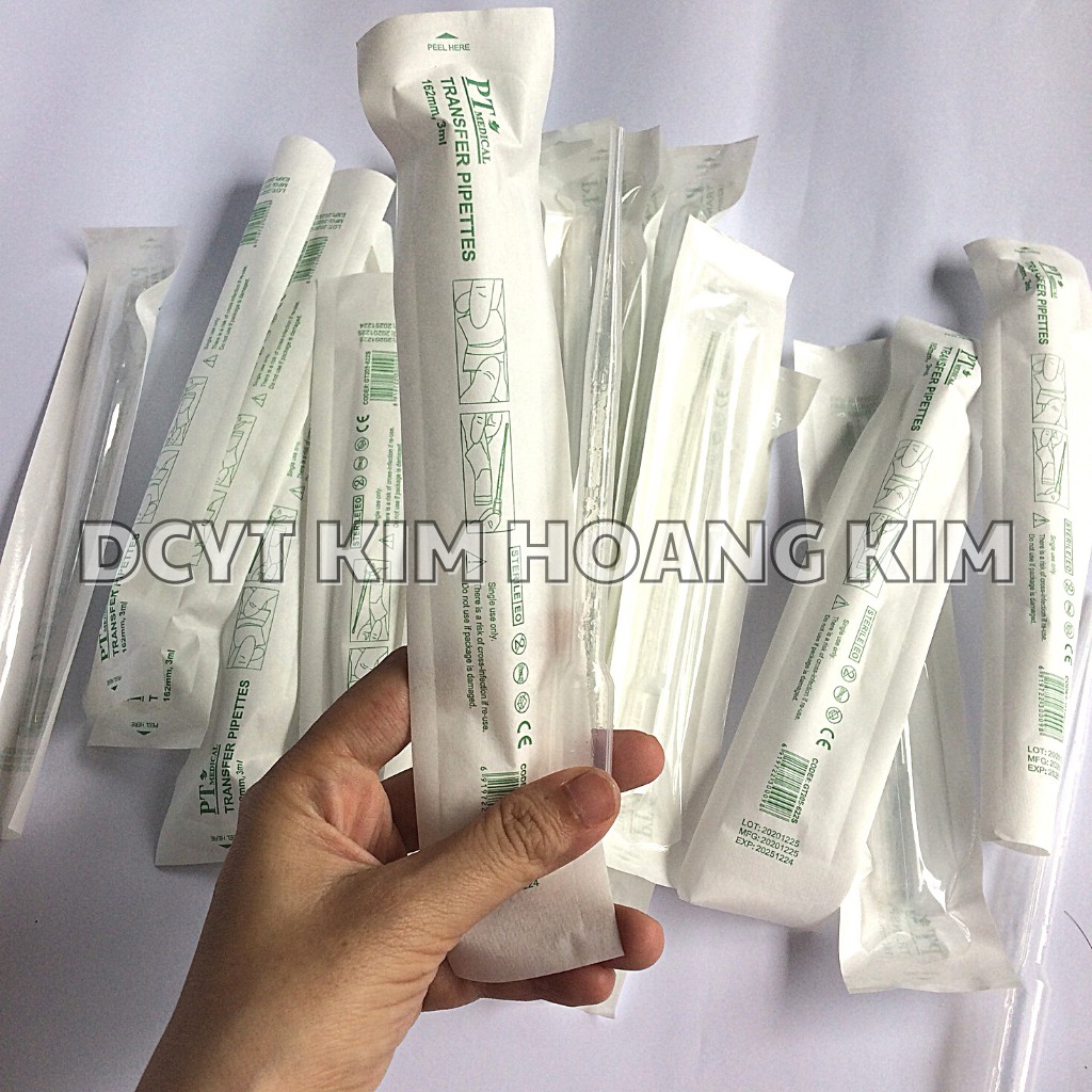 Ống bón thuoc, cho bé uống sữa, pipet 3ml tiệt trùng từng cái PT Medical dùng trong thí nghiệm, pha chế