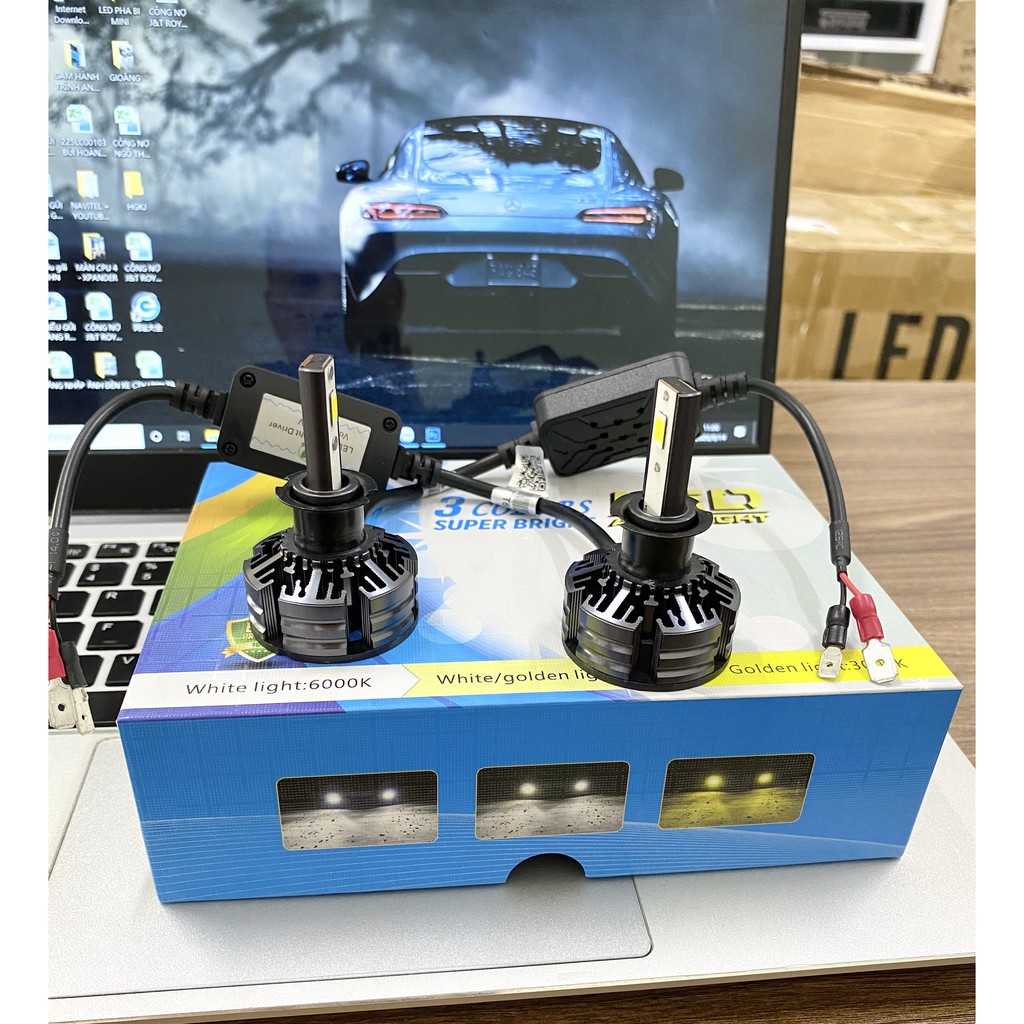 [HÀNG CAO CẤP] BỘ ĐÈN LED GẦM PHÁ SƯƠNG MÙ CHO Ô TÔ - 3 chế độ màu thay đổi: Sáng trắng - Vàng nắng - Vàng phá sương.