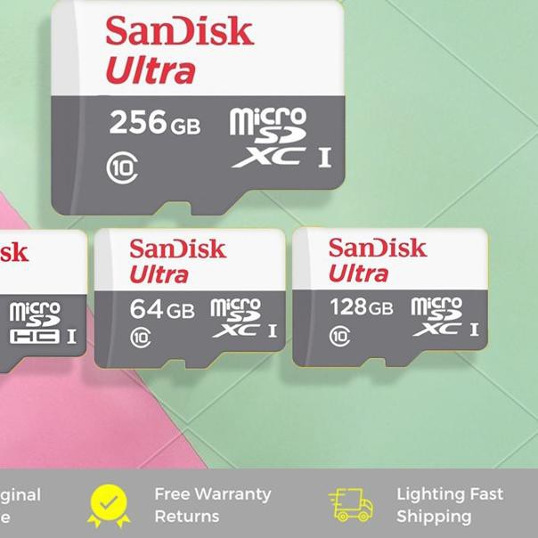 SANDISK ➹ Thẻ nhớ Micro SD 32GB 64GB 128GB 256GB Ultra CLASS10 80Mbps - màu trắng ♞