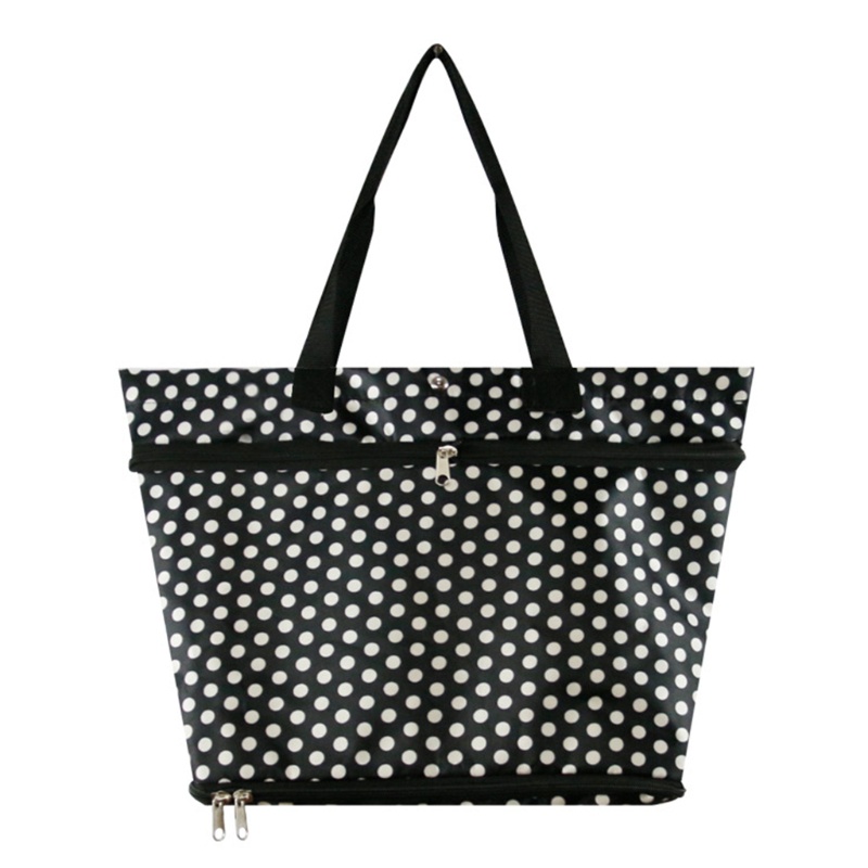 Túi Mua Sắm Đựng Thực Phẩm 2 Trong 1 Có Bánh Xe Kéo Chống Thấm Nước Có Thể Gấp Gọn Tiện