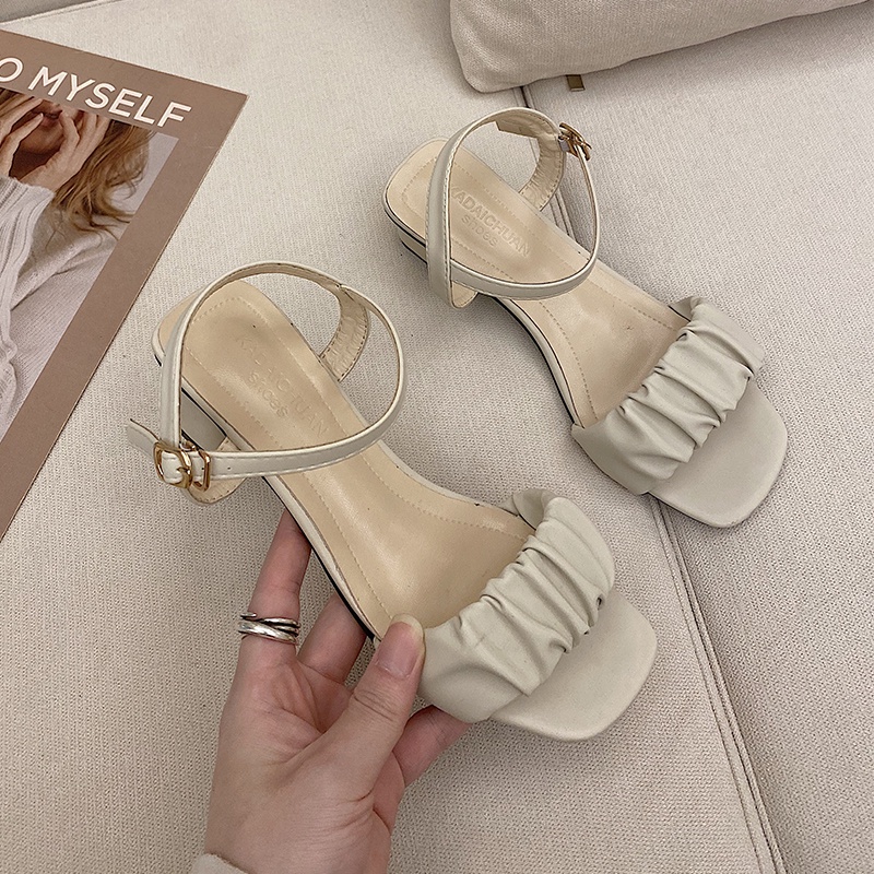 Giày sandal cao gót quai xếp ly xinh xắn dành cho nữ - CG56