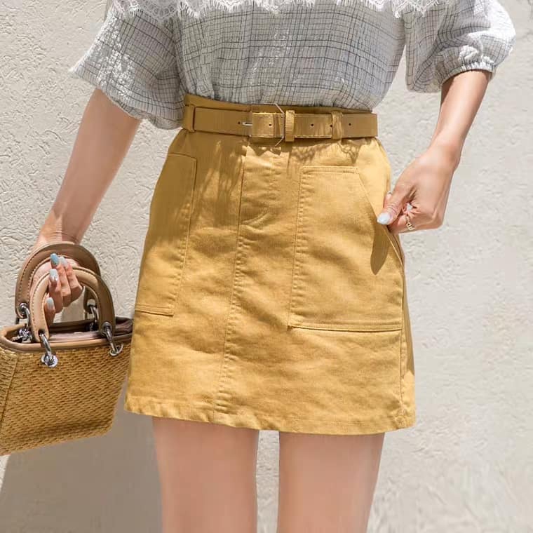 Chân váy thô Quảng Châu kèm belt