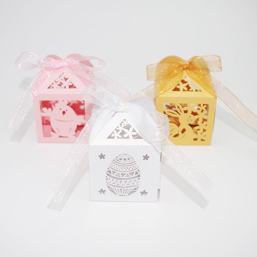 YOLA 10 Hộp Giấy Đựng Kẹo Trang Trí Ruy Băng Cắt Rỗng 2022