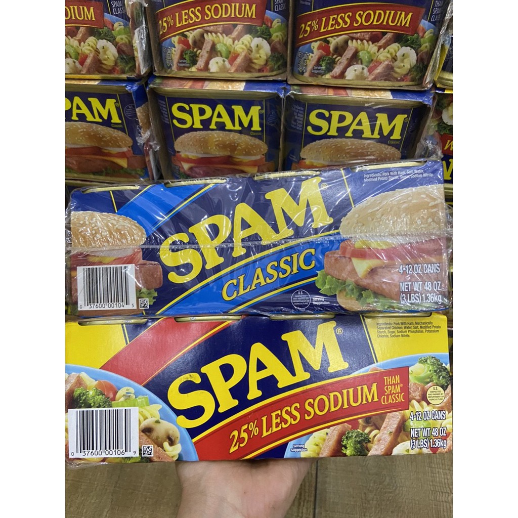 [Hàng nội địa]Thịt Hộp Spam 25% Less Sodium Mỹ 340g