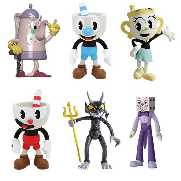 Set 6 Đồ trang trí Búp Bê Nhân Vật Trong Cuphead Dùng Để Trang Trí Bánh
