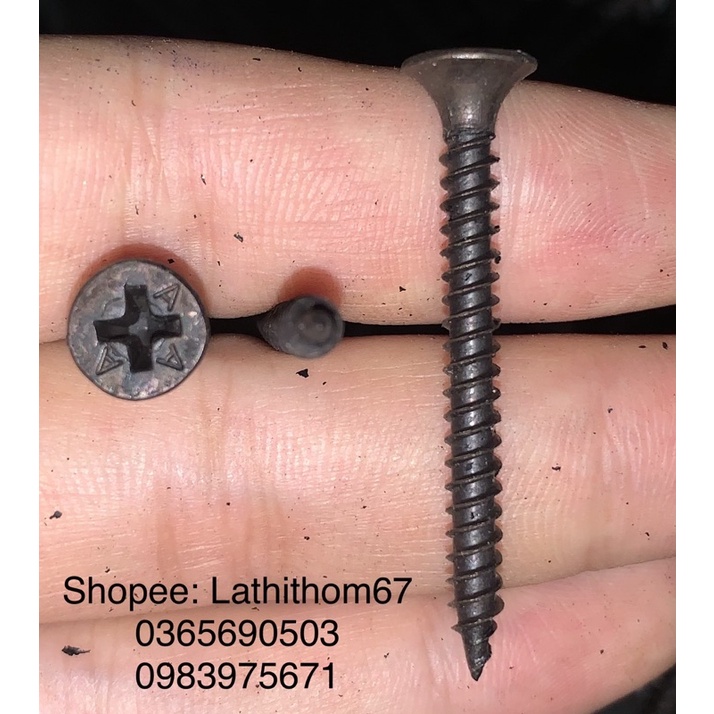 Vít đen thạch cao bắt gỗ,… đầu bằng, trơn dễ bắt, dài 1,5cm-5cm.