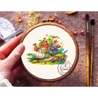 In Màu KIT Gói Nguyên Liệu Dụng cụ Tập Thêu Tay Thủ Công Tranh 3D mới bắt đầu Miền Dâu Dại Embroidery DIY Bách hóa Na Na