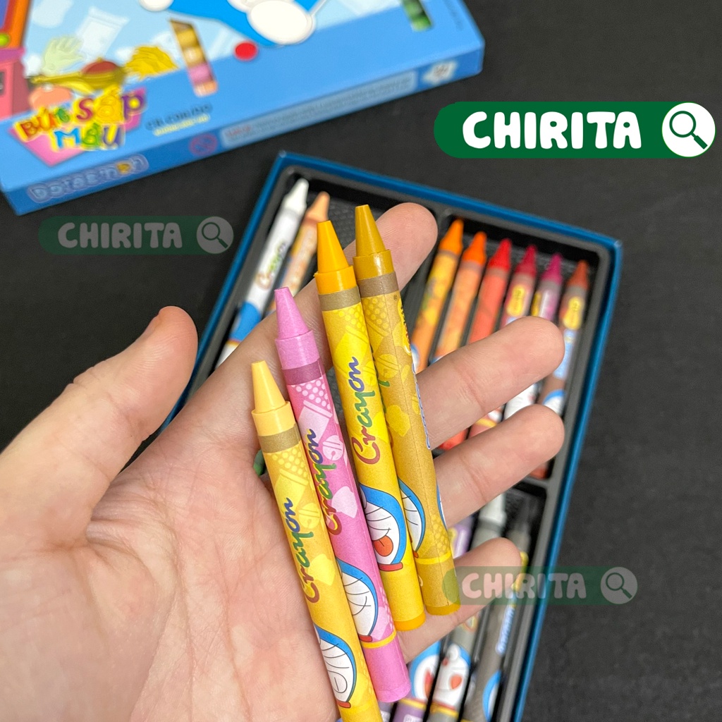 Sáp Màu Cho Bé 24 Màu DORA EMON - Bút Sáp Tô Màu Thiên Long Chirita