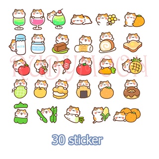 Bộ 30 Nhãn Dán Sticker Mèo Ham Ăn (kích thước 2,5cm đến 3cm)