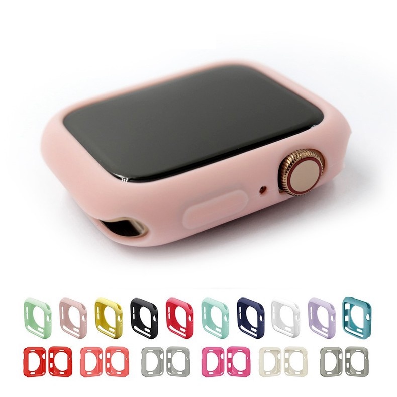 Ốp bảo vệ mặt đồng hồ bằng silicone mềm màu kẹo thích hợp cho Iwatch 6 Se 5 4 3 2 1 42mm 38mm 40mm 44mm
