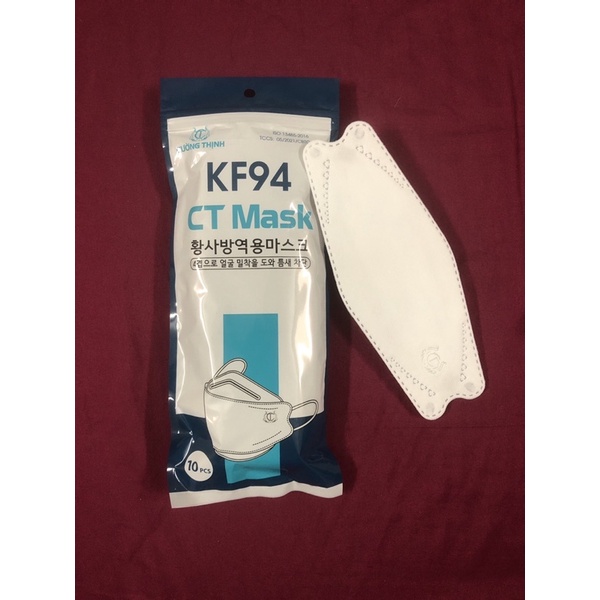 Khẩu trang KF94 CT Mask Cường Thịnh túi 10 chiếc tiện dụng màu xanh-trắng-xám