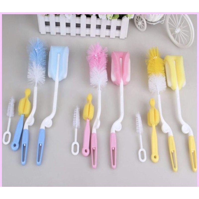 Dụng cụ cọ bình ly 4 chi tiết, Chổi cọ bình sữa chuyên dụng