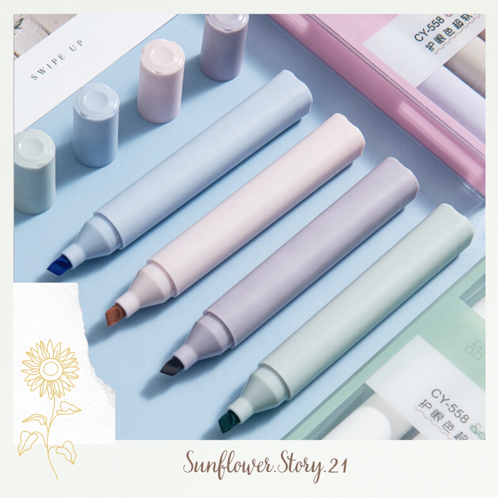 [FREESHIP 50K] Set 4 bút highlight pastel, bút đánh dấu nhớ dòng cute nhiều màu marker dễ thương