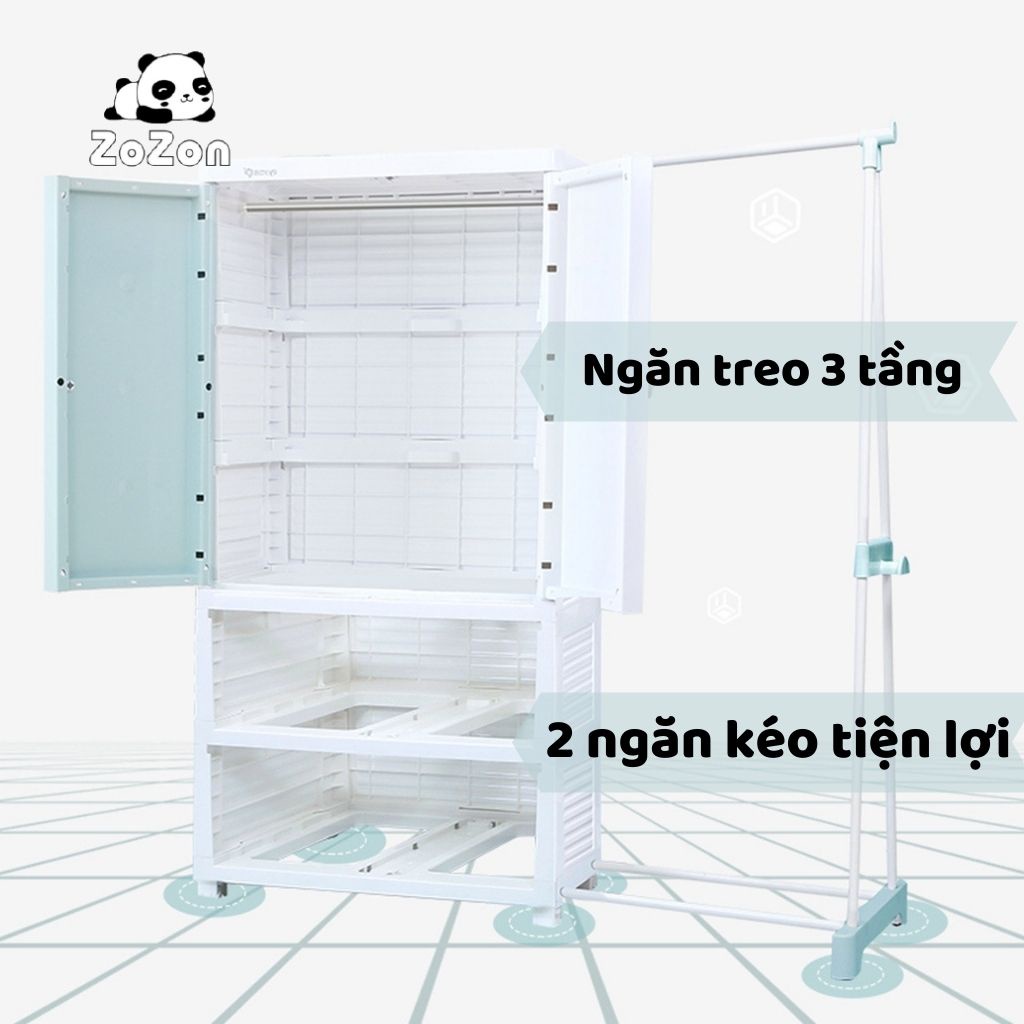 Tủ Đựng Quần Áo Cho Bé Zozon,tủ Nhựa Đựng Đồ Chơi, Mỹ Phẩm Mini Cho Trẻ Em ,em Bé Sơ Sinh 3,4,5,6 Ngăn 2 Cánh Có Bánh Xe