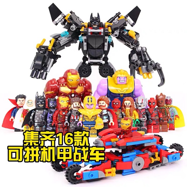 ✨✨ Set 16in2 Minifigure Siêu Anh Hùng Chiến Đấu DLP 9086  Iron man Batman Thanos Spiderman Groot Aqua man Dr Strange