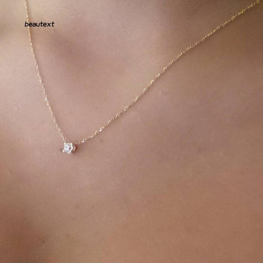 ❀BEAUTY❀ Simple Round Cubic Zircon Thin Chain Women Necklace Party Jewelry Charm Gift