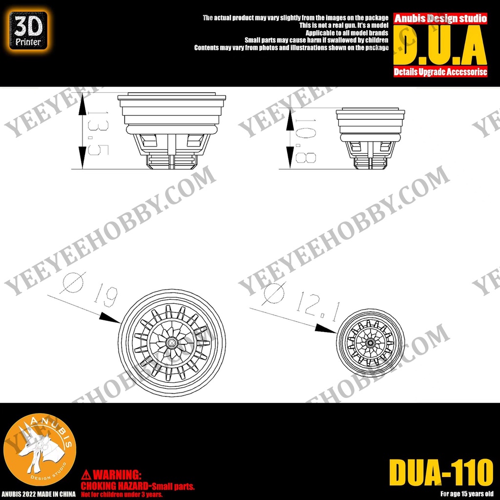 PHỤ KIỆN MOD ANUBIS - CHI TIẾT NHỰA MÔ HÌNH IN 3D ỐNG XẢ SIZE LỚN DUA110