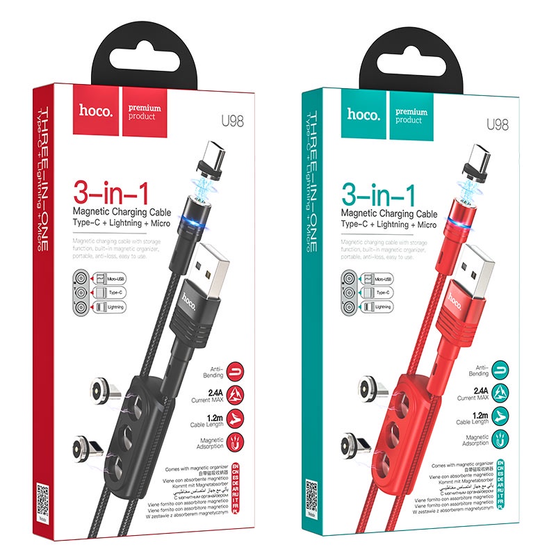 Dây cáp sạc từ tính 3 trong 1 HOCO U98 Sunway