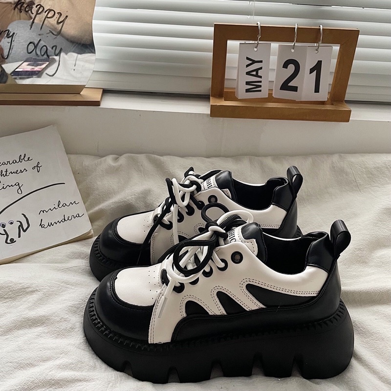 Giày lolita nữ độn đế cao,Giày da ulzzang nữ phong cách Hàn Quốc Ox100