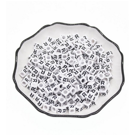 Set 100 Hạt Xỏ Lỗ Hình Chữ Cái / Chữ Số 6X6mm Dùng Để Làm Đồ Trang Sức Thủ Công