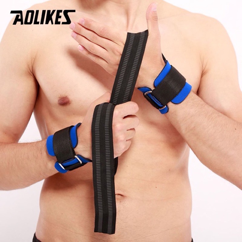 Dây kéo lưng kết hợp quấn cổ tay cao cấp Dây kéo Lưng Lifting Straps hỗ trợ tập thể hình, Tập Gym AOLIKES DKL- 1111