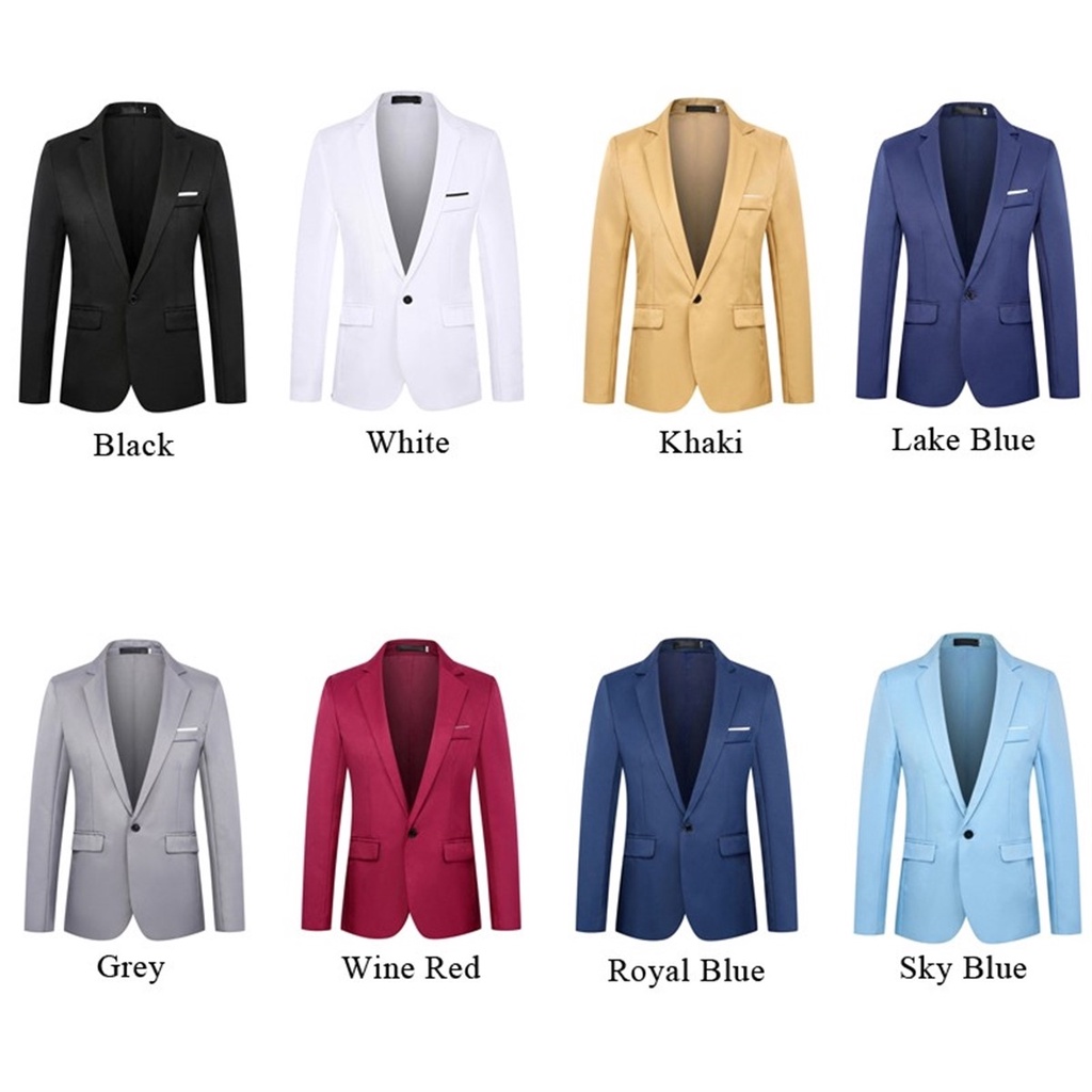 Qwzqier6 Áo Khoác Blazer Cotton Mỏng Vừa Vặn Màu Xanh Dương Đen Phong Cách Retro Hàn Quốc Giản Dị Dành Cho Nam Đi Đám Cưới