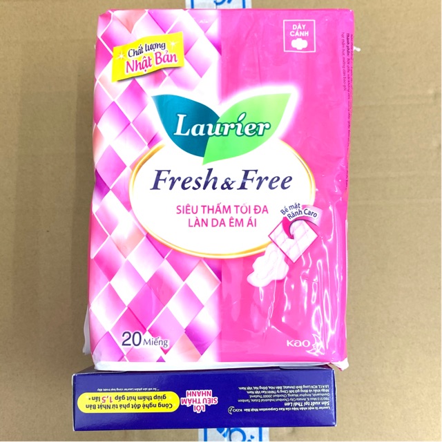 ( ko quà) Băng Vệ Sinh Laurier Fresh & Free Dày Cánh - 20 Miếng