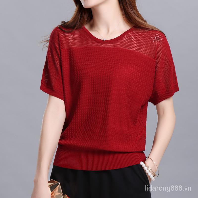 Plus Áo Sweater Cánh Dơi Tay Ngắn Dáng Rộng Vải Lụa Lạnh Mỏng Kiểu Hàn Quốc Thời Trang Mùa Hè 2020 Cho Nữ