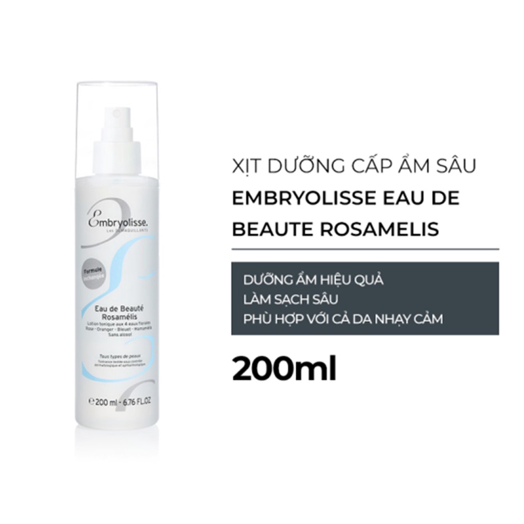 Xịt Dưỡng Cấp Ẩm Sâu, Làm Dịu Da Embryolisse Eau De Beaute Rosamelis (2ml/200ml)