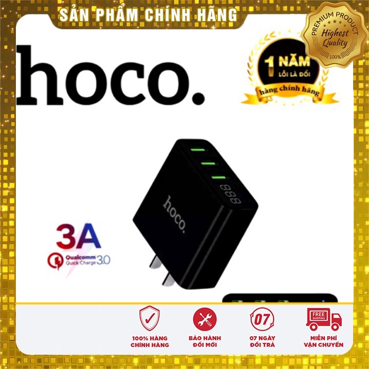 [ Giá siêu rẻ,chính hãng ] Cốc sạc Hoco C15 3 cổng sạc nhanh 3.0A có đèn Led báo sạc thông minh  (Sản phẩm có 2 màu)