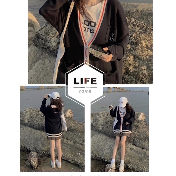 Áo Cadigan Viền Bo Nis Cực Hot Dáng Unisex