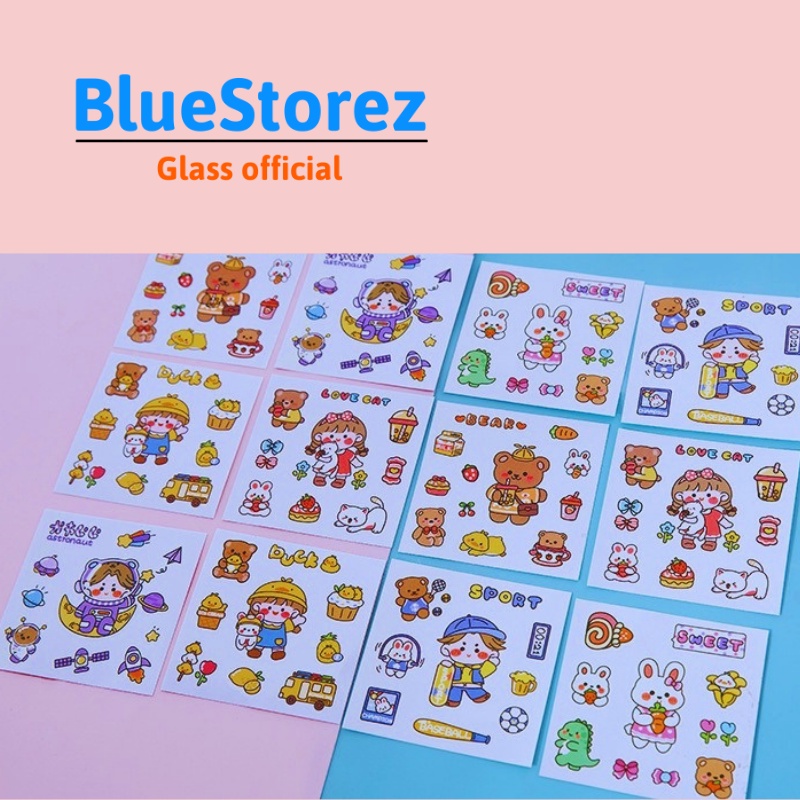 Sticker 2D, 3D dán dễ thương cute trang trí bình nước, hộp cơm-BlueStore