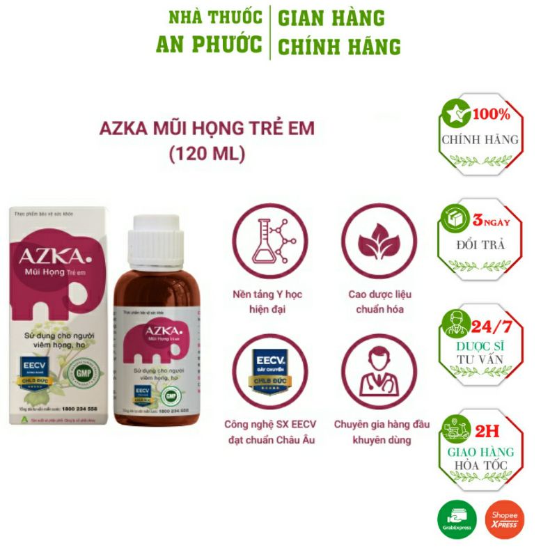 AZKA⚡CAM KẾT CHÍNH HÃNG ⚡Siro Mũi họng dành cho bé chai 120ml