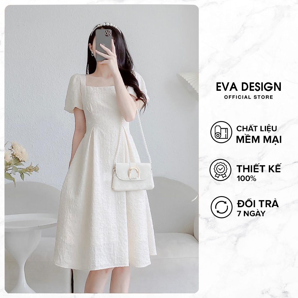 Váy dự tiệc đám cưới BIGSIZE sang chảnh màu trắng cổ vuông