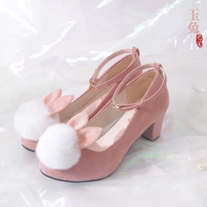 YAS0597-Giày baotou tai thỏ bông