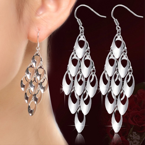 Bohemian Style 925 Silver Plated Peacock Earrings