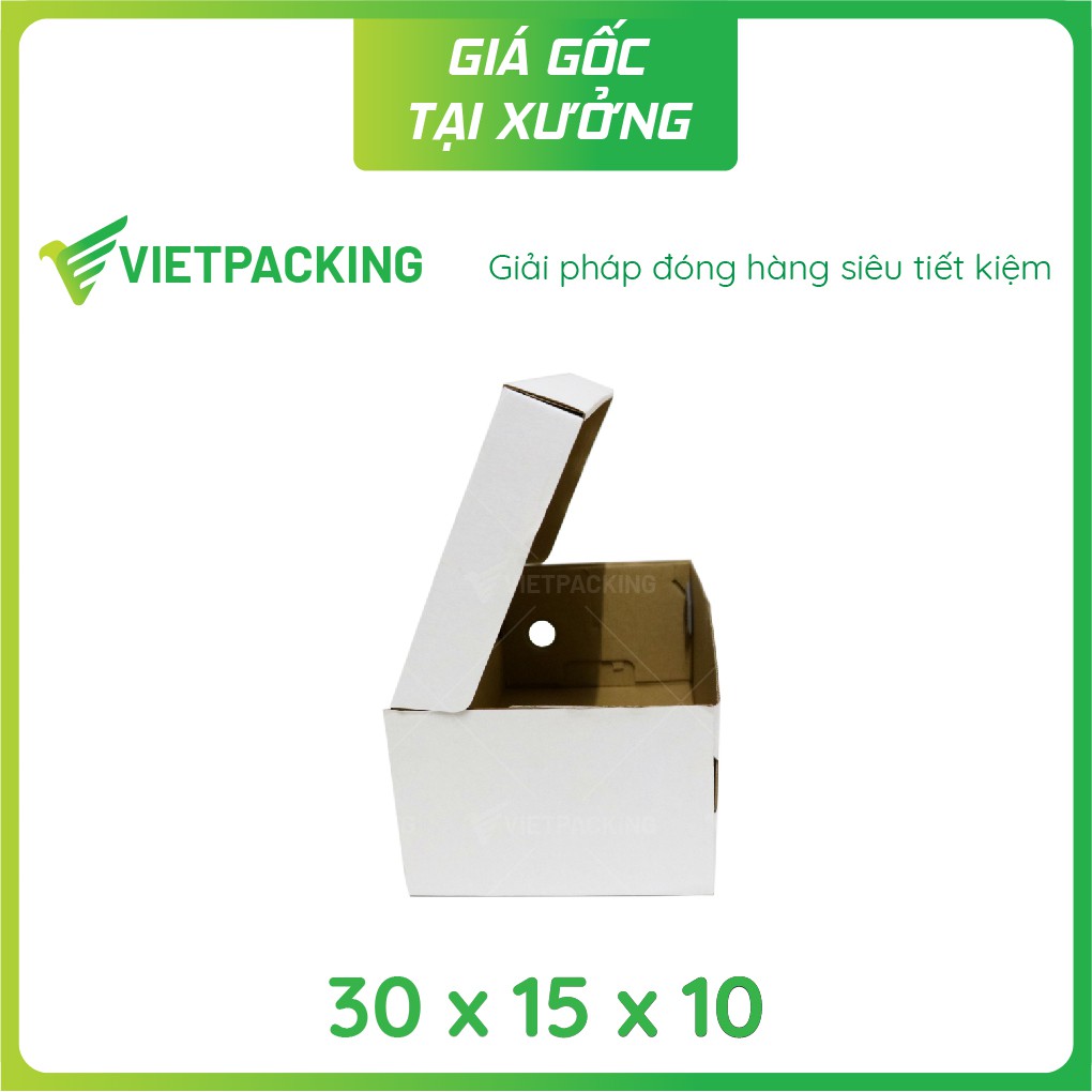 30x15x10 - 15 hộp carton đựng giày màu trắng siêu sang V170