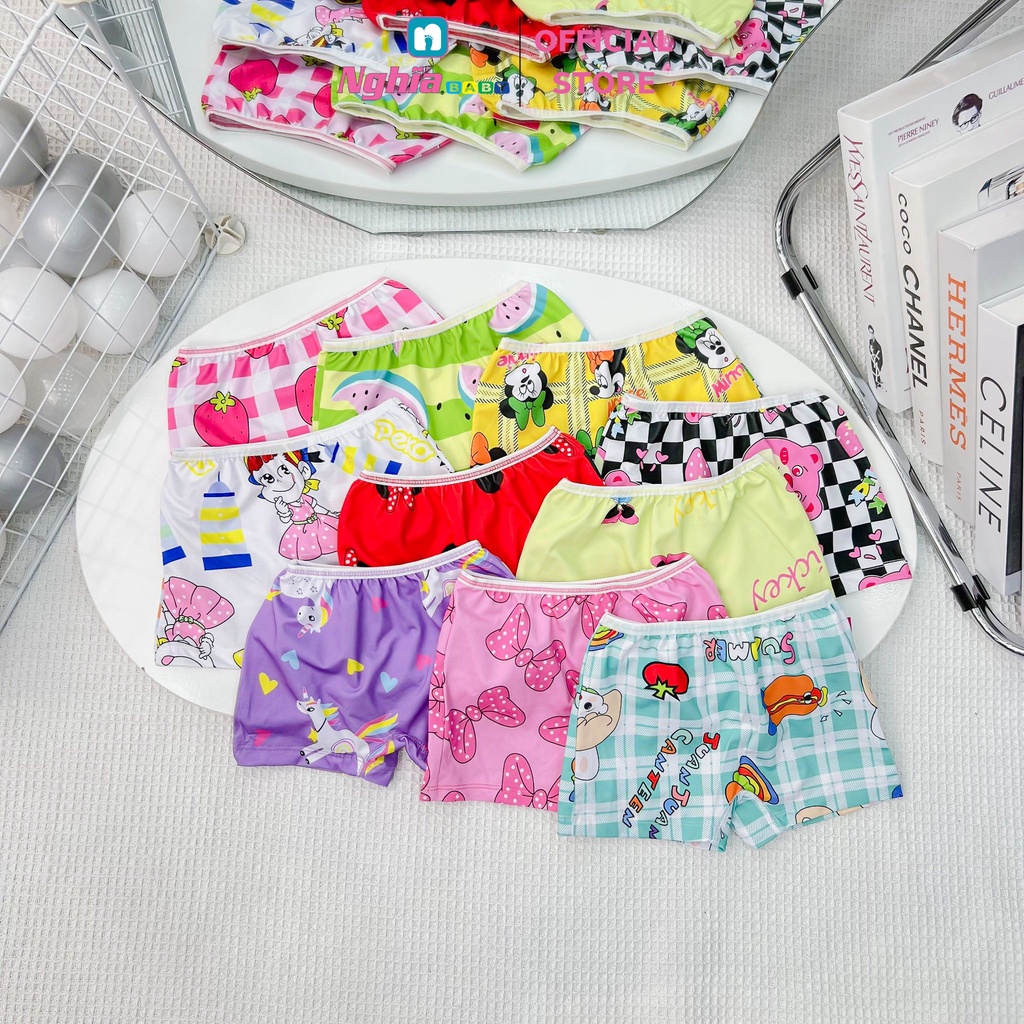 Quần chip bé gái vải thun lạnh in hình dễ thương cute NGHĨA BABY dành cho bé từ 8kg-28kg