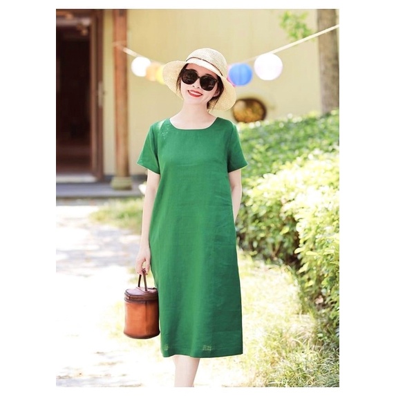 Đầm cổ tròn tay ngắn dáng suông đủ màu dáng đẹp
