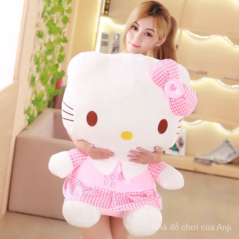 Mèo Hello Kitty nhồi bông 4 kích cỡ màu hồng xinh xắn làm quà tặng