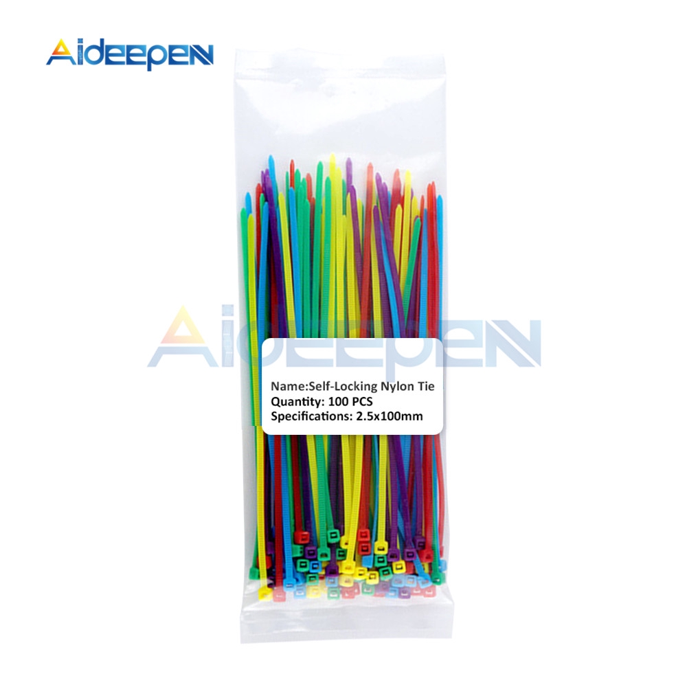 Set 100 dây rút nhựa nylon tự khóa 100mm/150mm/200mm có 10 màu đẹp mắt