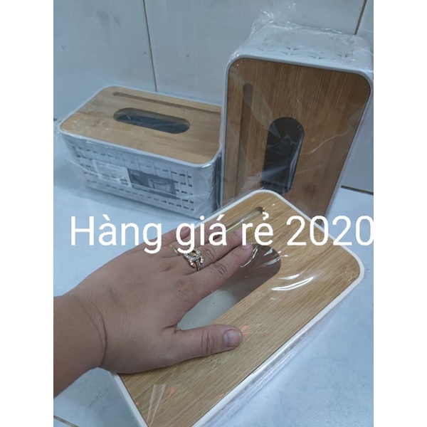 Hộp đựng khăn giấy nắp gỗ
