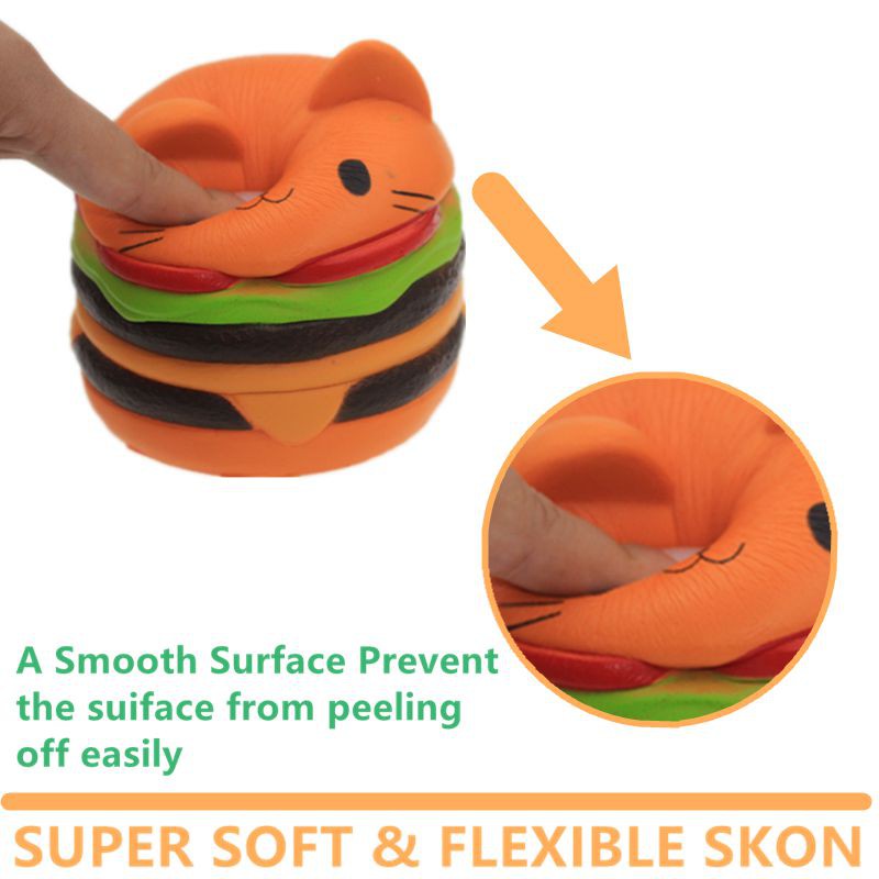 ✨Cat head burger✨ Kawaii bread pendant Squishy Slow Rising Simulation Slow Rebound squeeze Stress Reliever Toys