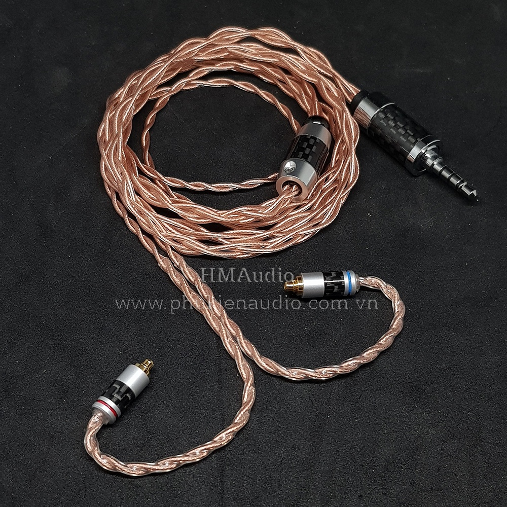 Dây tai nghe đồng 7N OCC Litz 24AWG 1.2mm tết 4 - Connetor IM03/50/70 A2DC IE80/80s IE40Pro IE100/400/500 IE300/900 2Pin