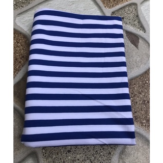 Vải thun cotton co giãn bốn chiều coban sọc trắng vừa ( dài 1m x khổ 1m8 )