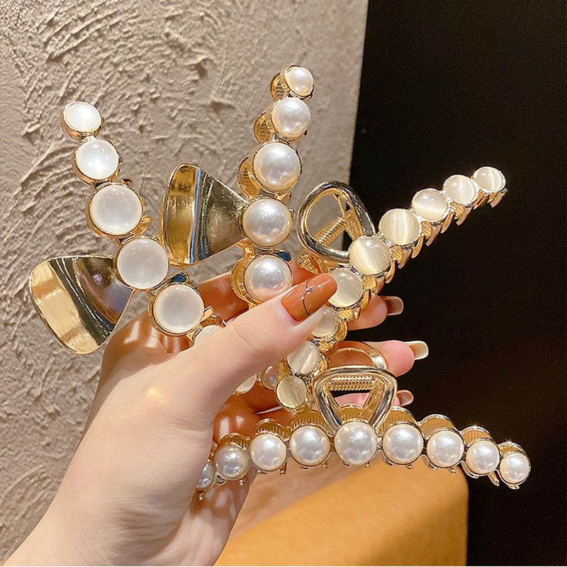 Kẹp tóc kim loại đính ngọc trai giả sang trọng thời trang