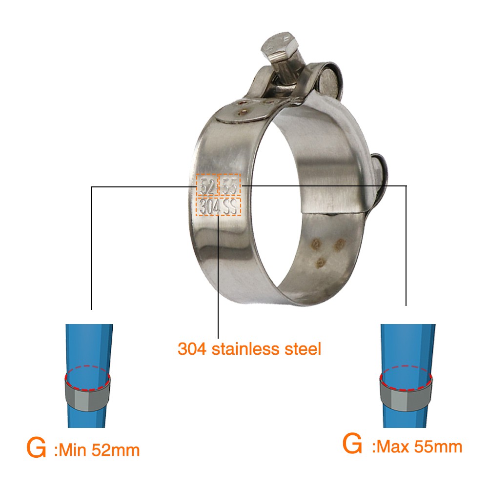 Vòng Giữ Ống Xả Bằng Thép Không Gỉ 304 26-63mm Dành Cho Xe Mô Tô