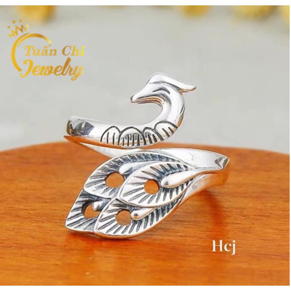 Nhẫn Bạc Nữ FREESHIP Nhẫn Nữ Đẹp Hình Con Công Sang Trọng, Cá Tính, Kiểu Dáng Hở Phù Hợp Mọi Size Tay